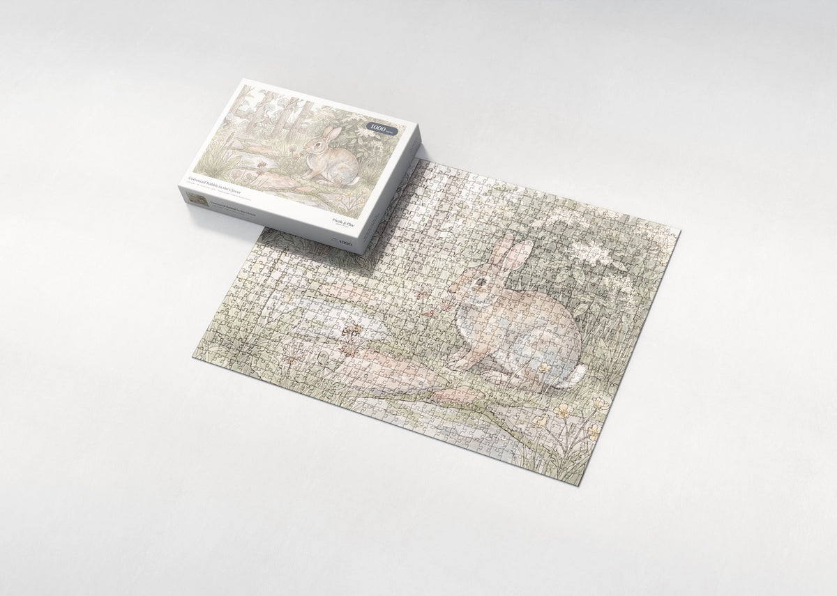 Cottontail Rabbit in the Clover jigsaw puzzle - box and puzzle