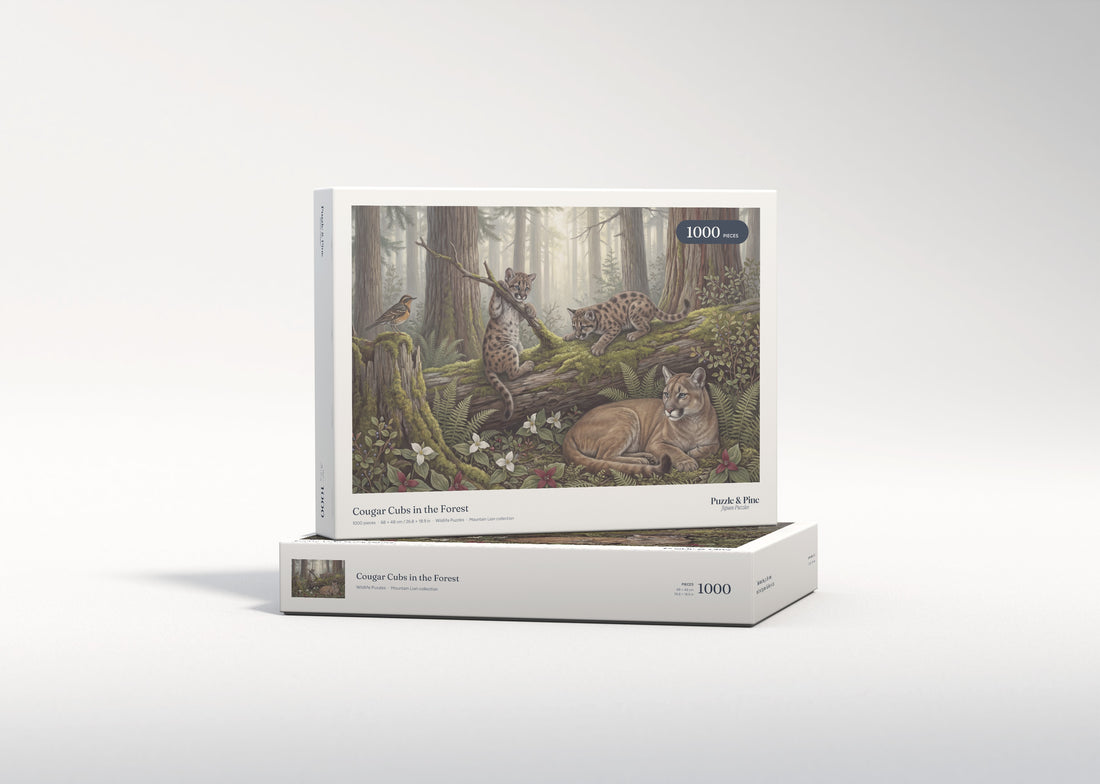 Cougar Cubs in the Forest jigsaw puzzle - gift box