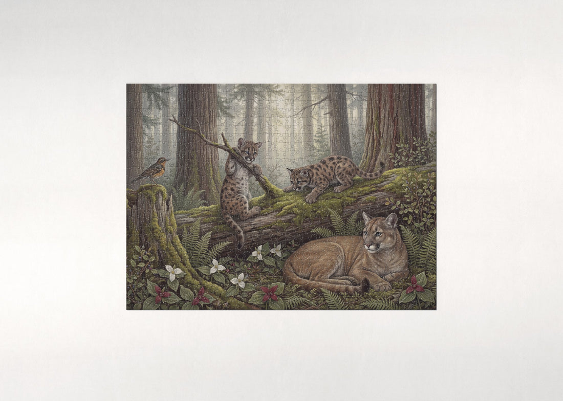 Cougar Cubs in the Forest jigsaw puzzle - gift box