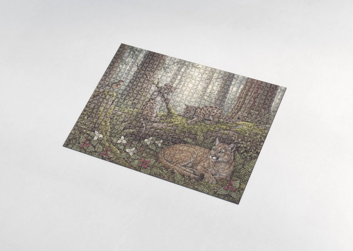 Cougar Cubs in the Forest jigsaw puzzle - assembled puzzle