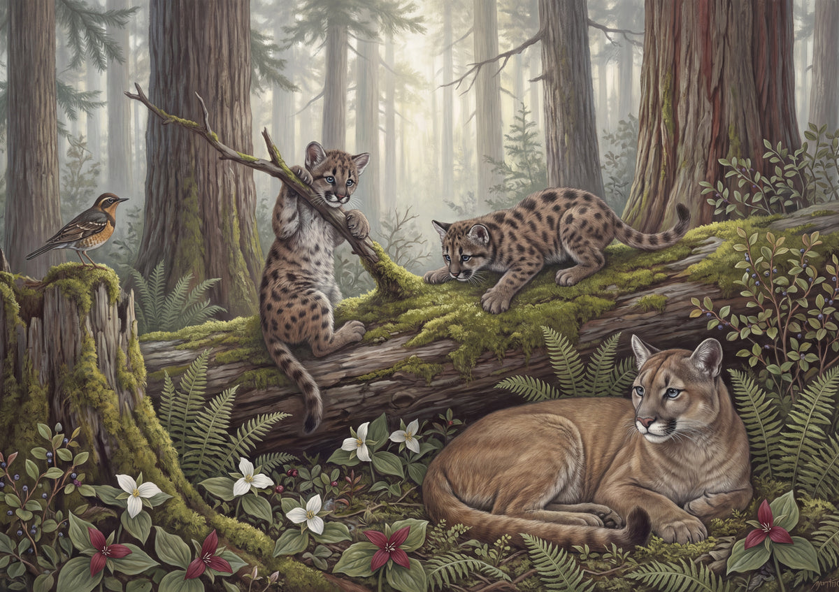 Cougar Cubs in the Forest jigsaw puzzle