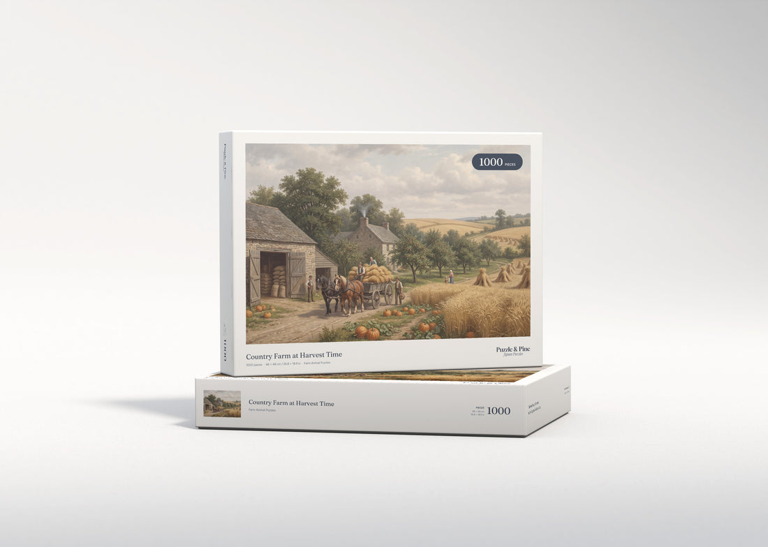 Country Farm at Harvest Time jigsaw puzzle - gift box