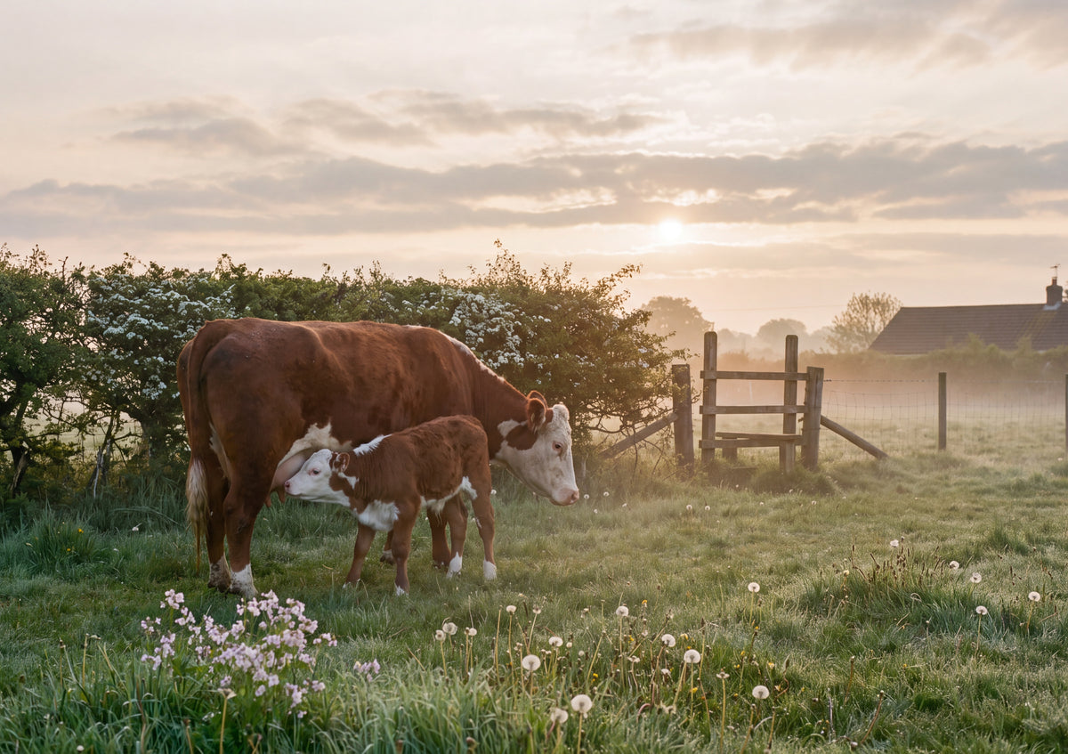 Cow and Calf in the Morning Mist jigsaw puzzle