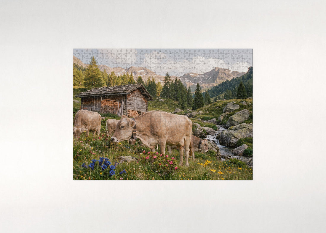 Cows at the Mountain Meadow jigsaw puzzle - gift box