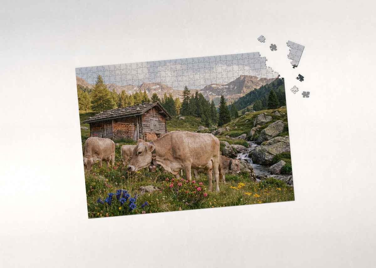 Cows at the Mountain Meadow jigsaw puzzle - puzzle with loose pieces