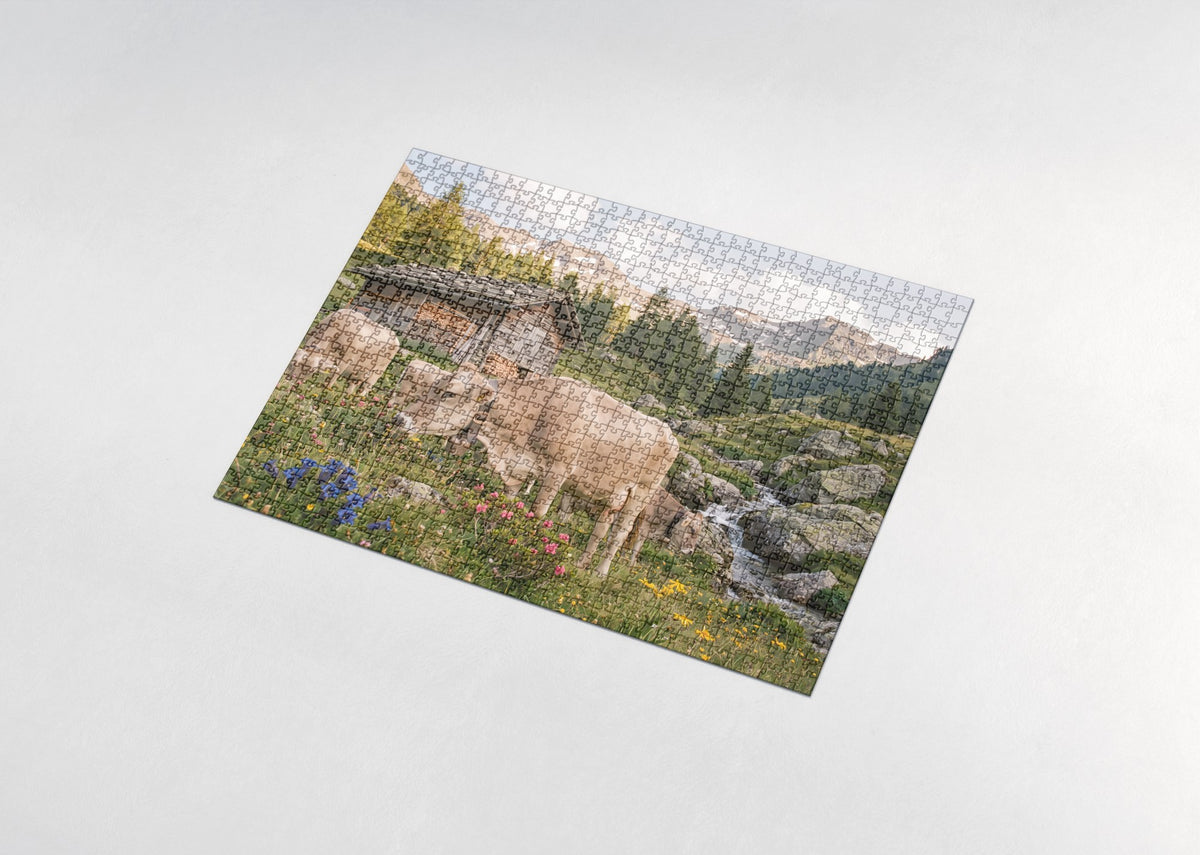 Cows at the Mountain Meadow jigsaw puzzle - assembled puzzle
