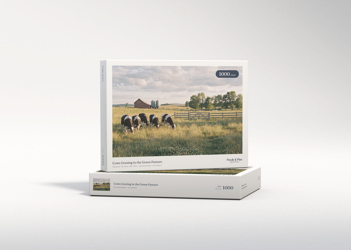 Cows Grazing in the Green Pasture jigsaw puzzle - gift box