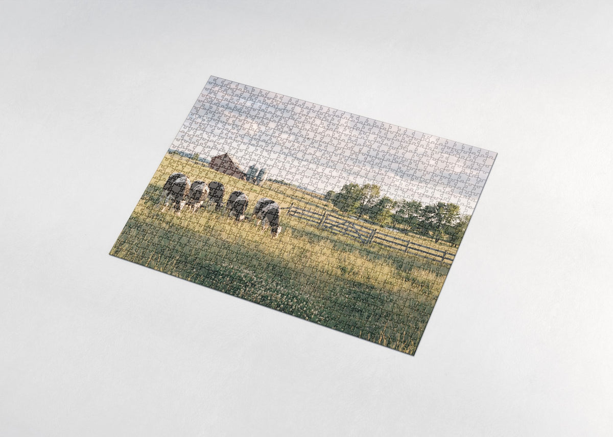 Cows Grazing in the Green Pasture jigsaw puzzle - assembled puzzle