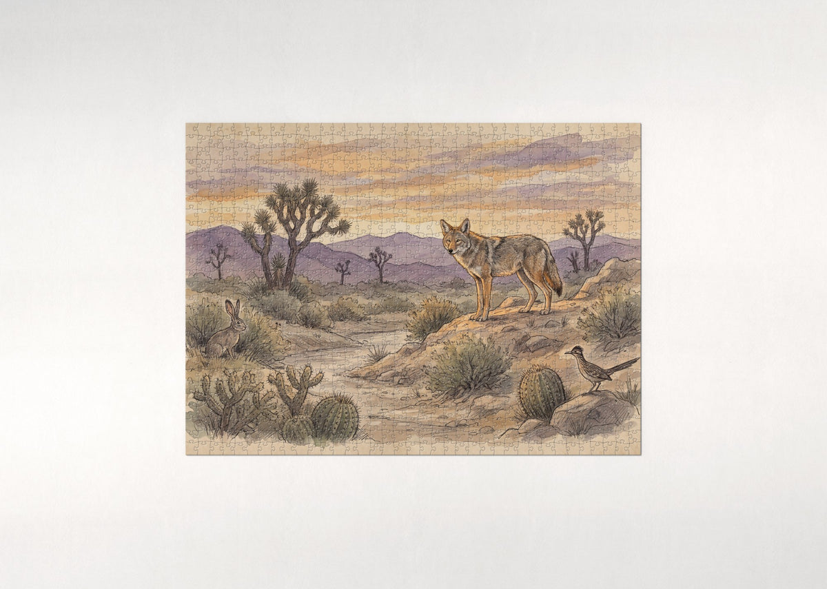 Coyote at the Desert Dusk jigsaw puzzle - flat puzzle