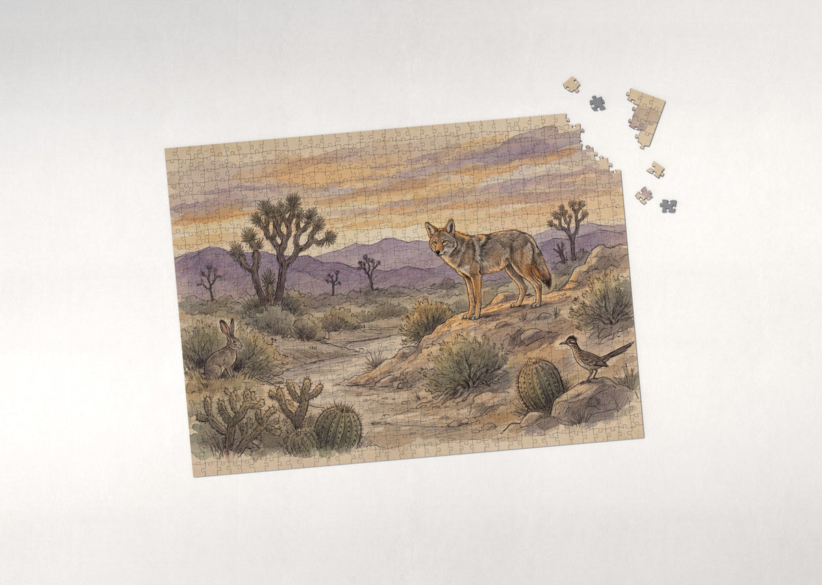 Coyote at the Desert Dusk jigsaw puzzle - puzzle with loose pieces