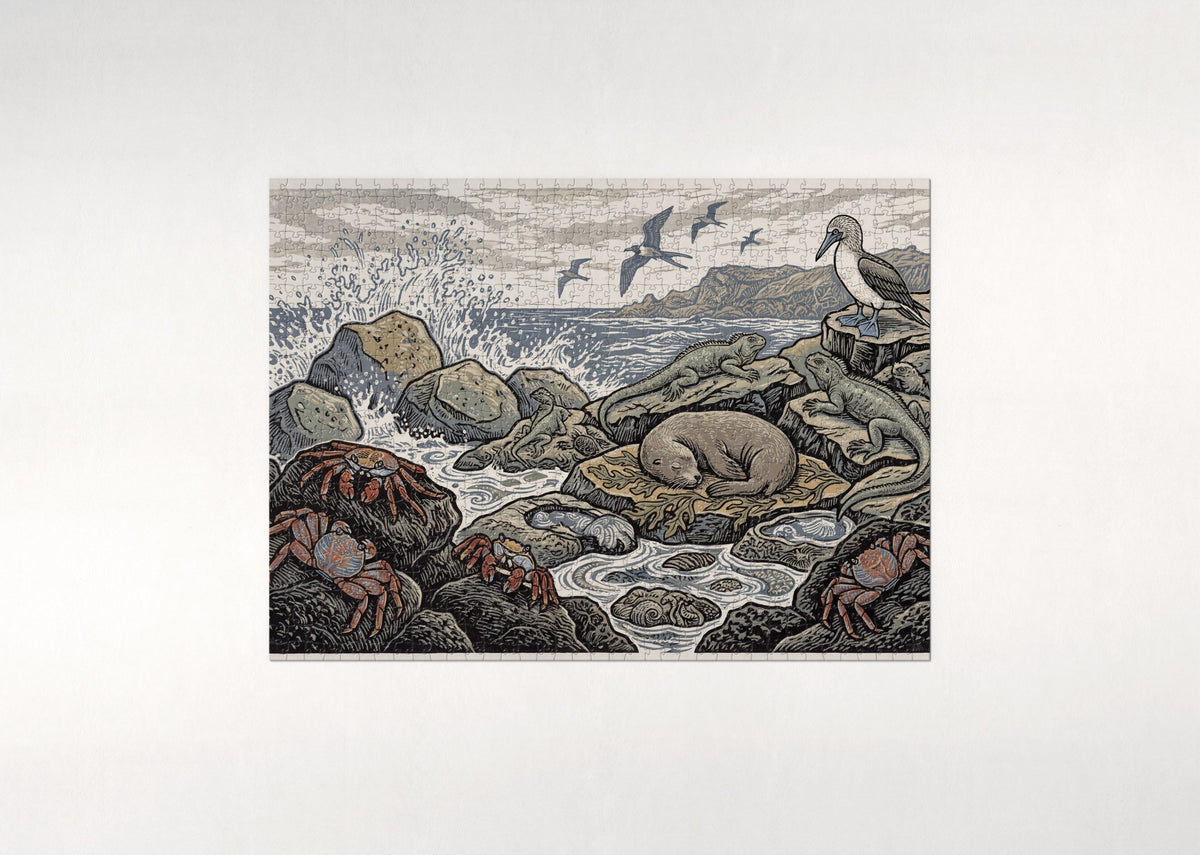 Crabs on the Rocky Shore jigsaw puzzle - flat puzzle