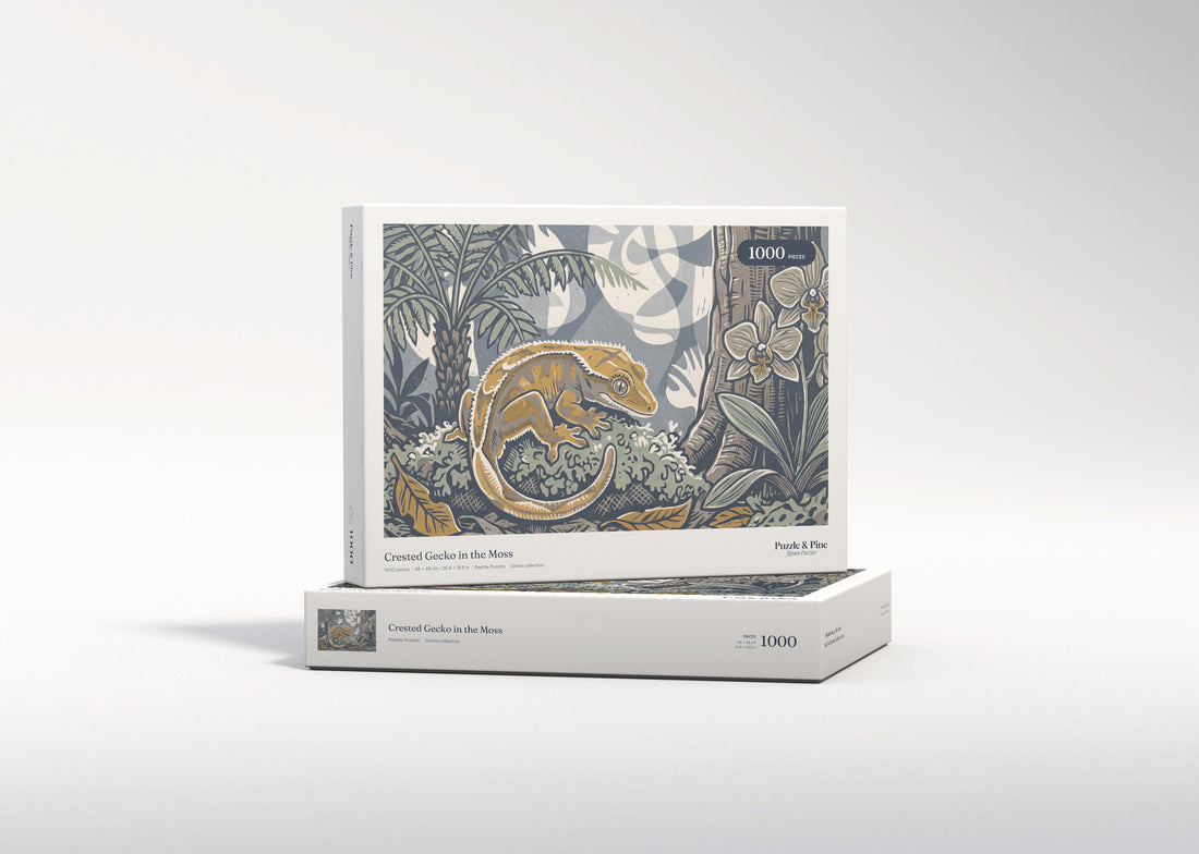 Crested Gecko in the Moss jigsaw puzzle - gift box
