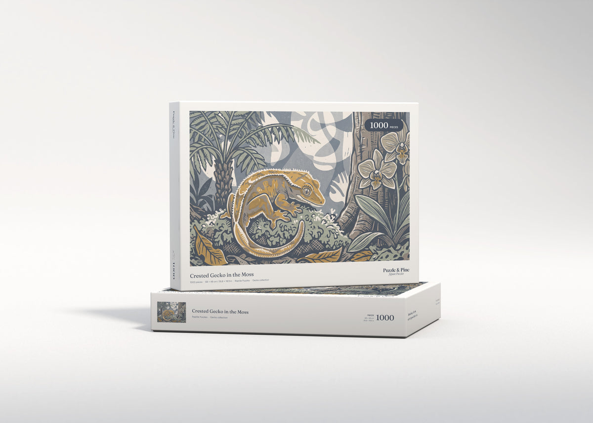 Crested Gecko in the Moss jigsaw puzzle - gift box