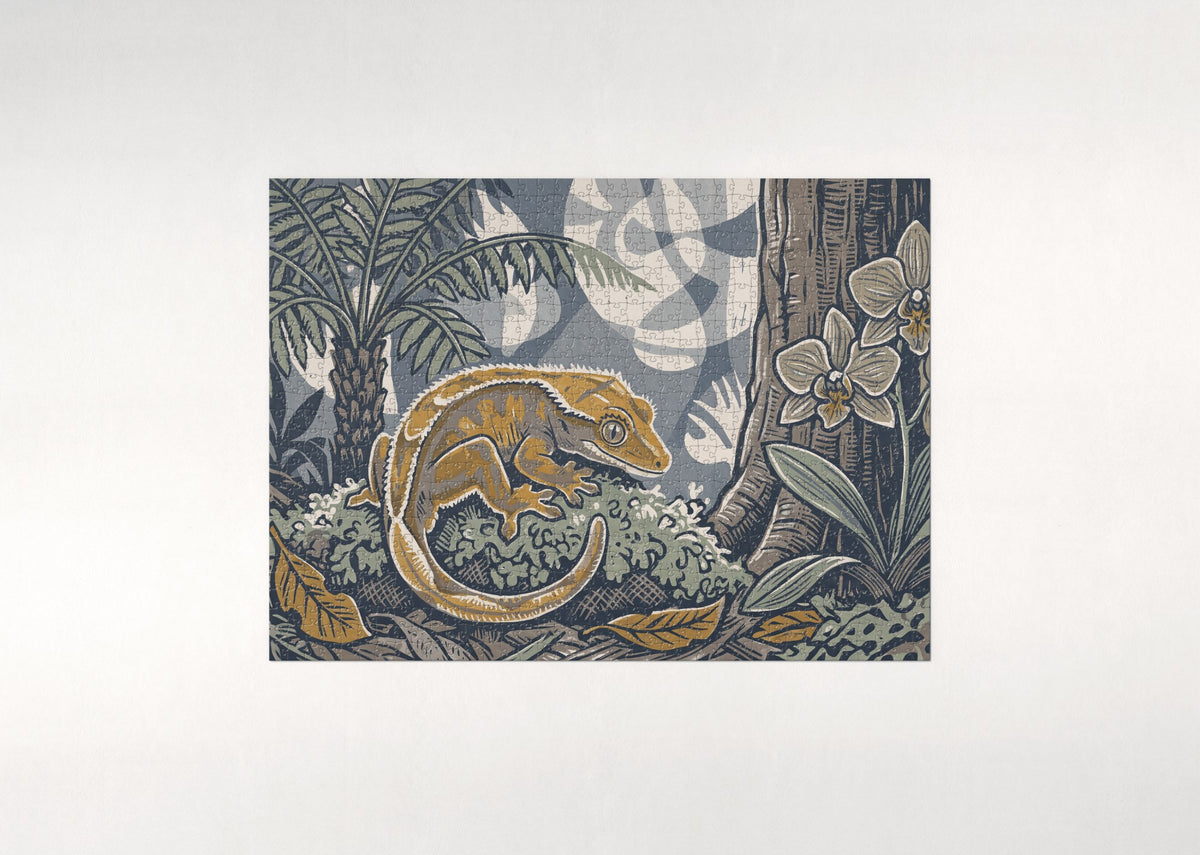 Crested Gecko in the Moss jigsaw puzzle - flat puzzle