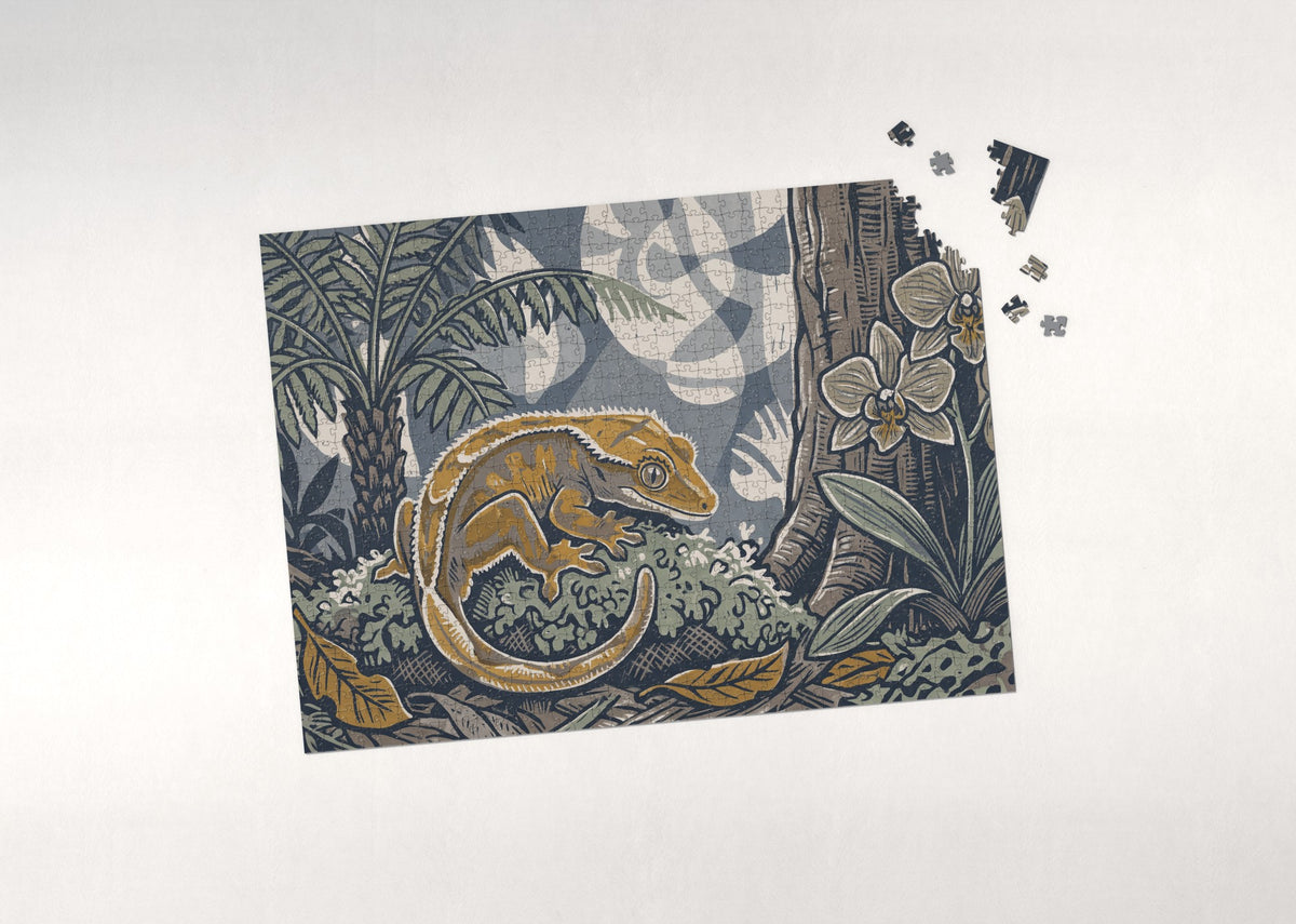 Crested Gecko in the Moss jigsaw puzzle - puzzle with loose pieces