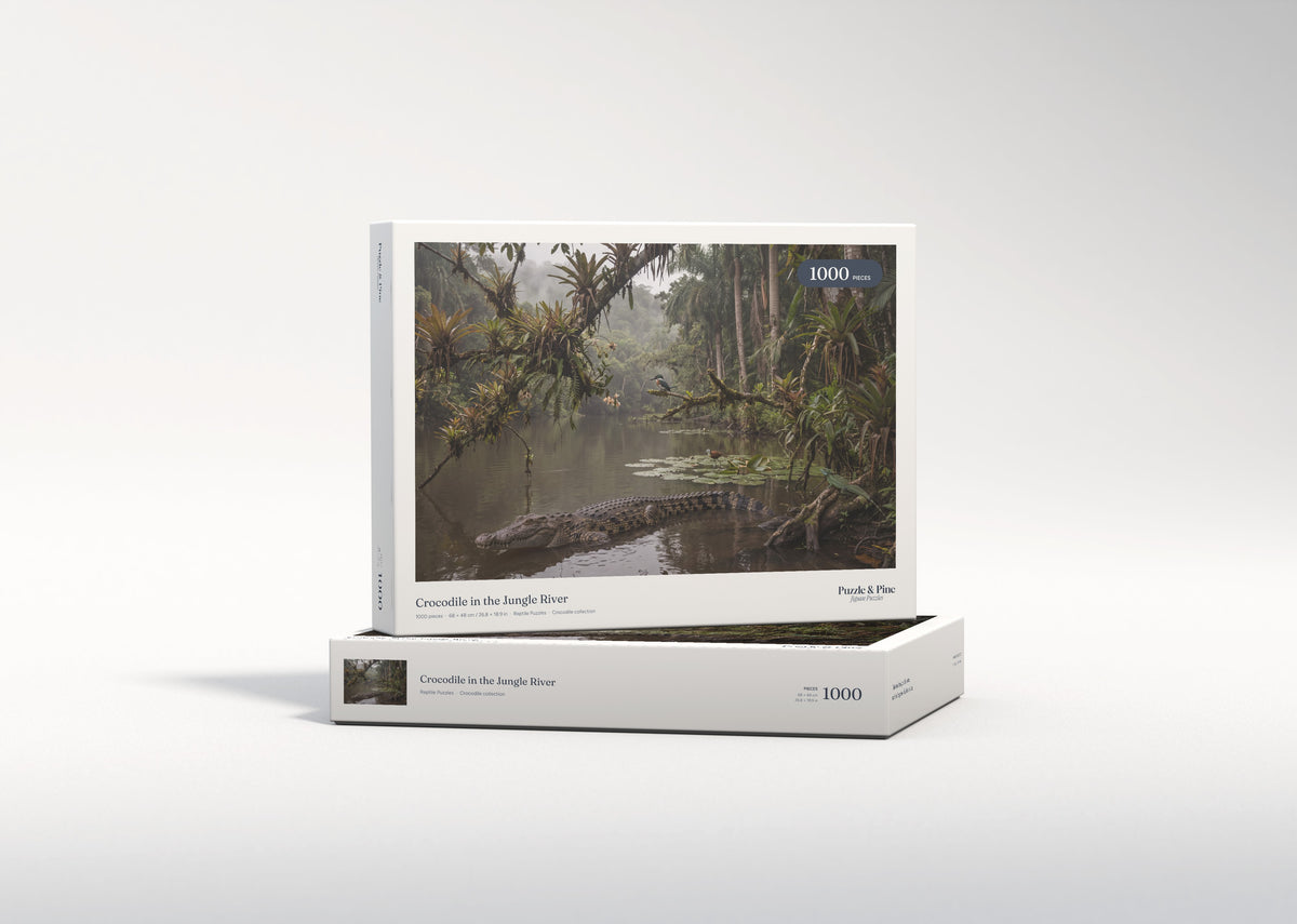 Crocodile in the Jungle River jigsaw puzzle - gift box