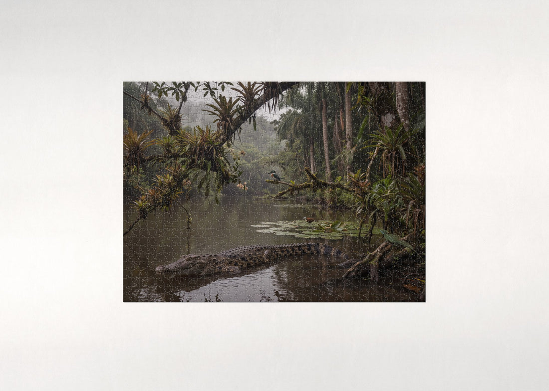Crocodile in the Jungle River jigsaw puzzle - gift box