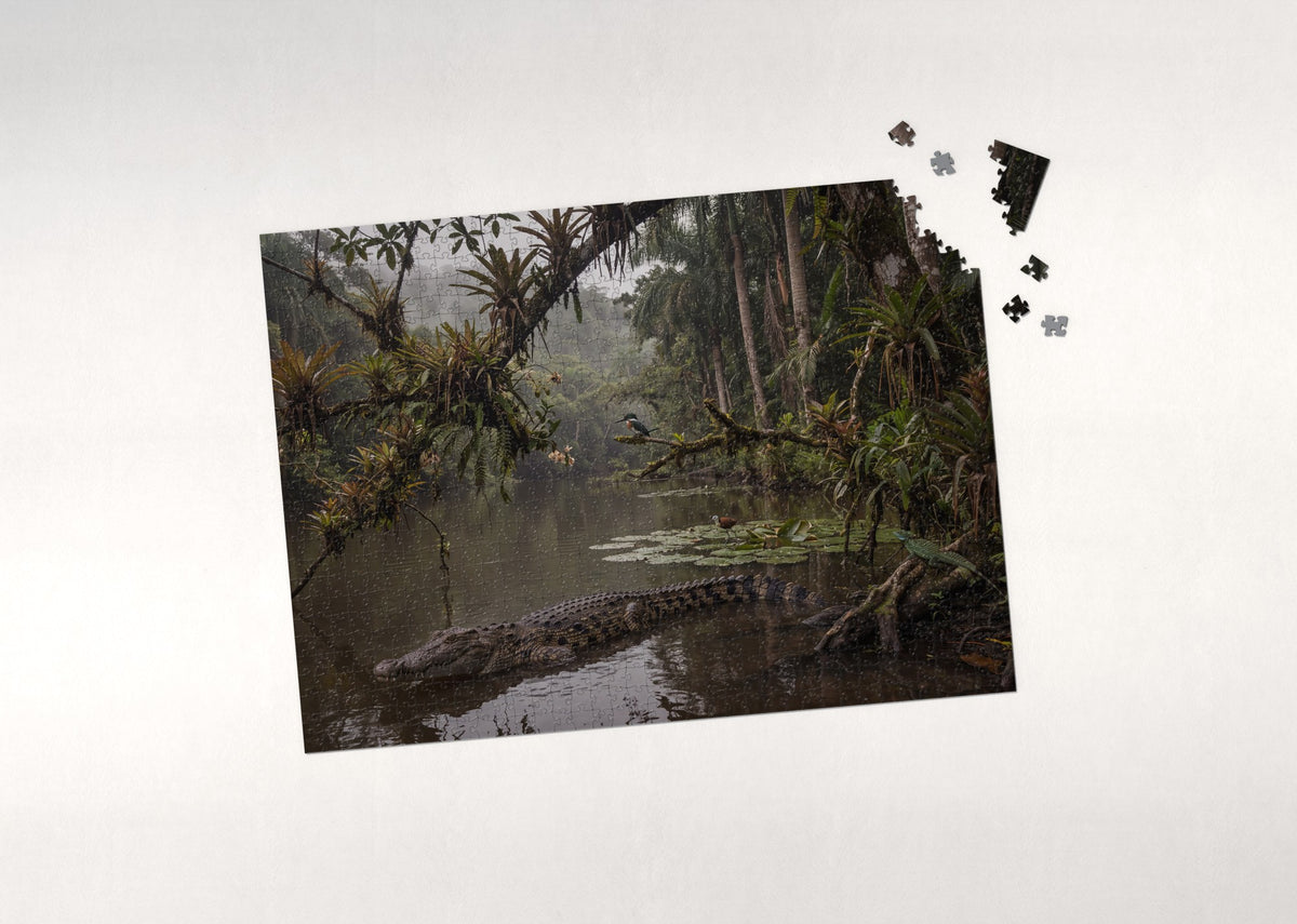 Crocodile in the Jungle River jigsaw puzzle - puzzle with loose pieces