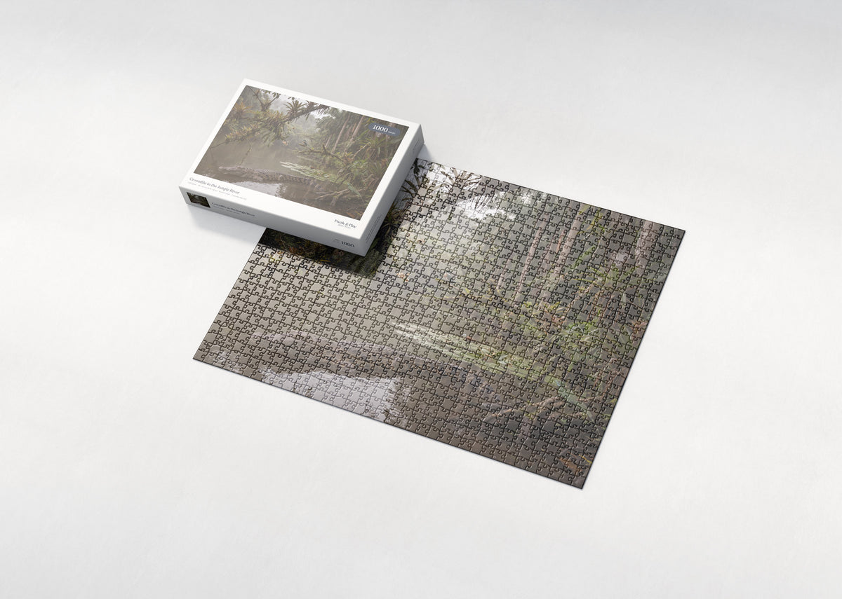 Crocodile in the Jungle River jigsaw puzzle - box and puzzle
