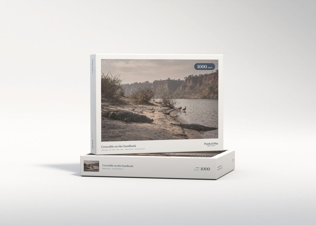 Crocodile on the Sandbank jigsaw puzzle - gift box