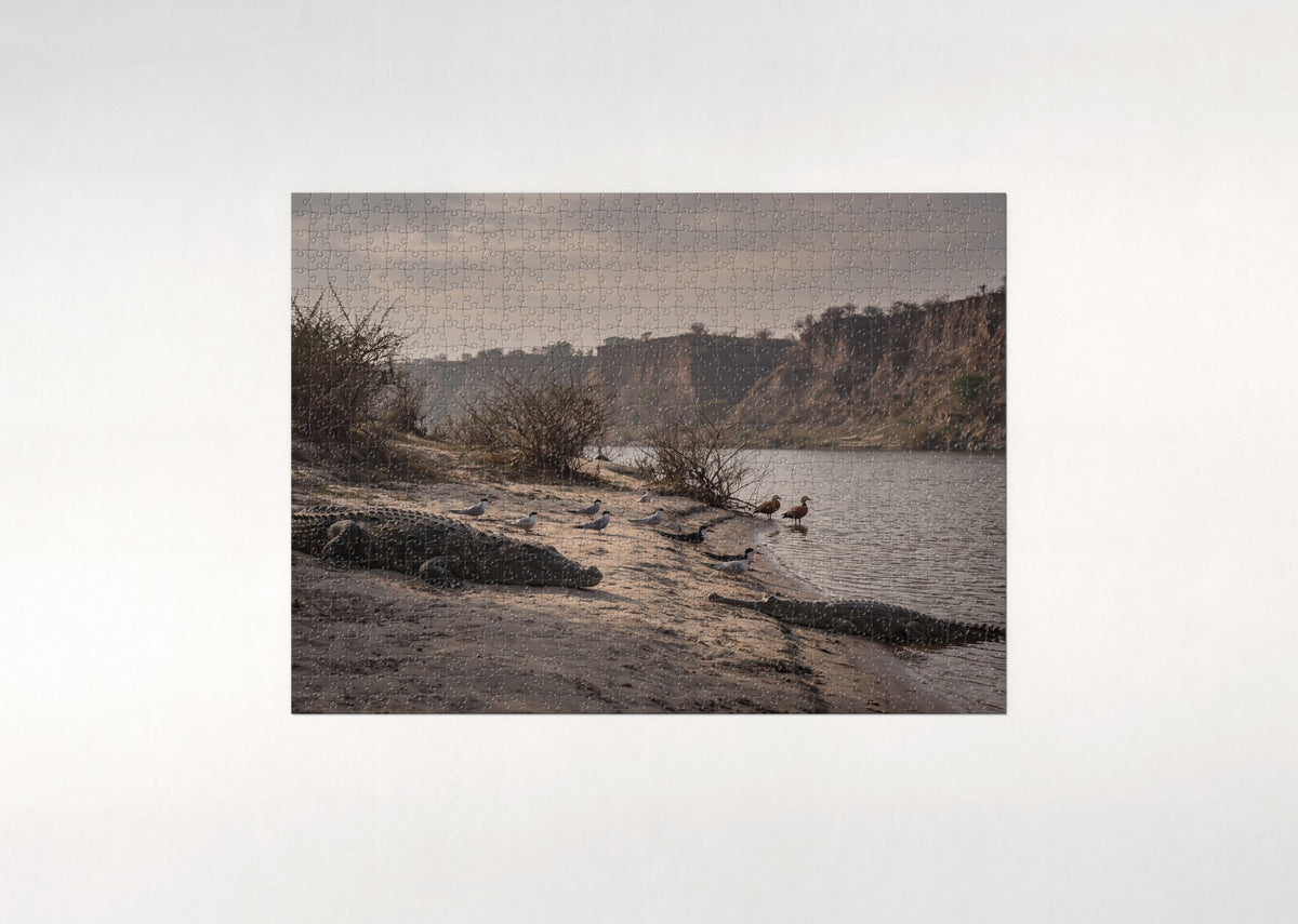 Crocodile on the Sandbank jigsaw puzzle - flat puzzle