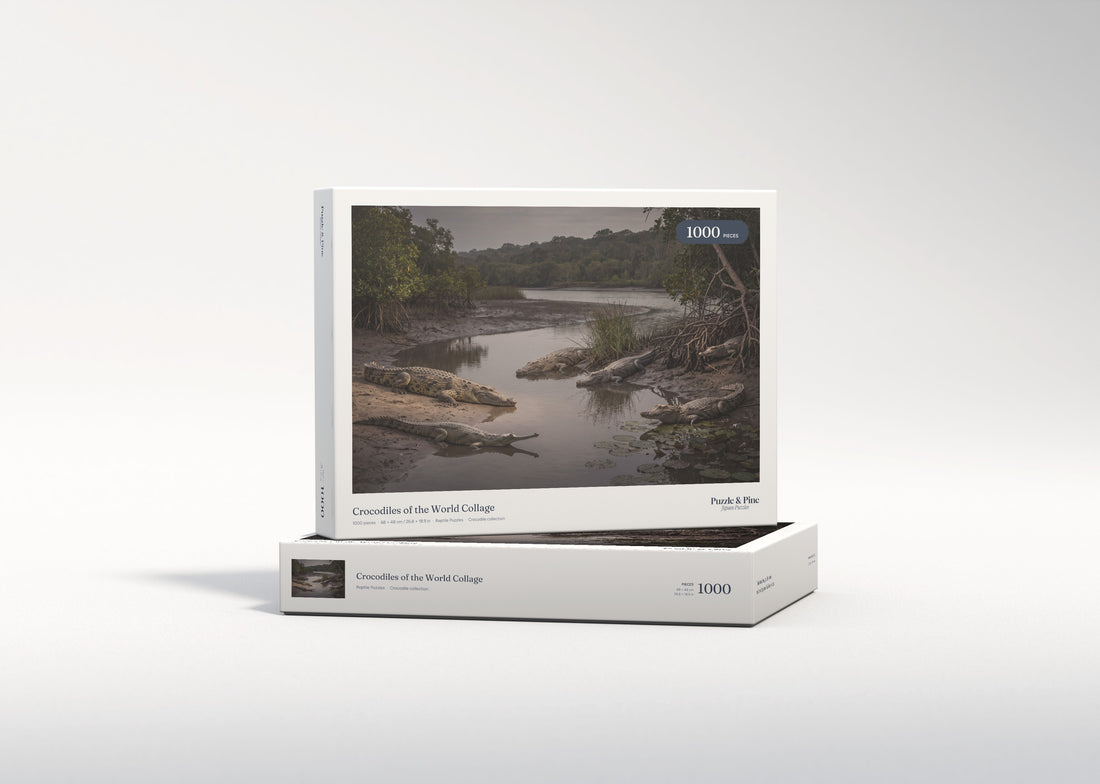 Crocodiles of the World Collage jigsaw puzzle - gift box
