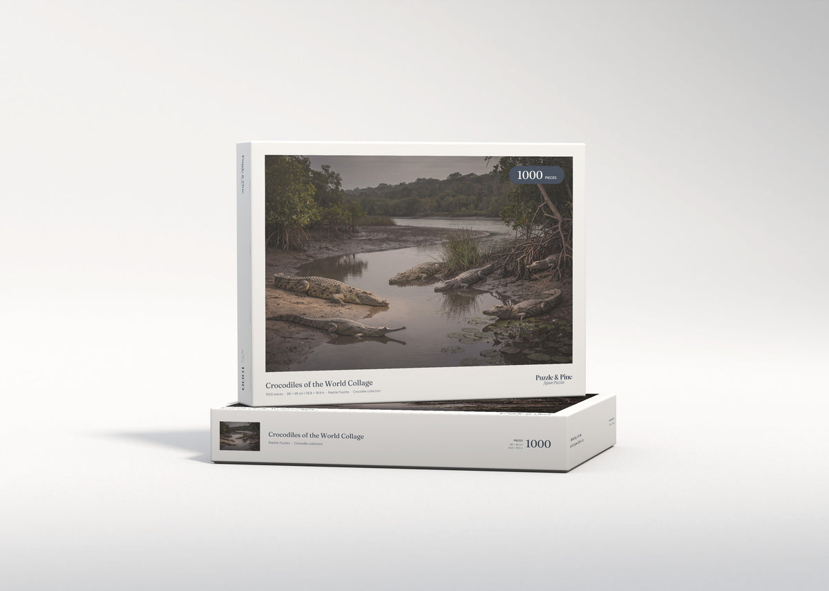 Crocodiles of the World Collage jigsaw puzzle - gift box