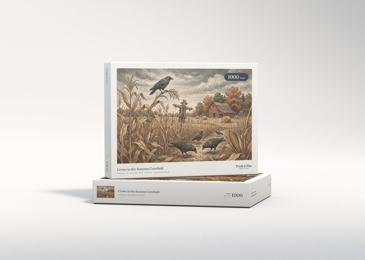 Crows in the Autumn Cornfield jigsaw puzzle - gift box