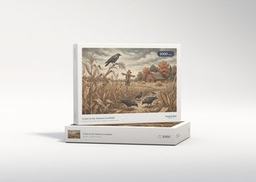 Crows in the Autumn Cornfield jigsaw puzzle - gift box