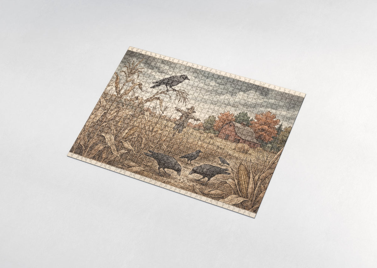 Crows in the Autumn Cornfield jigsaw puzzle - assembled puzzle