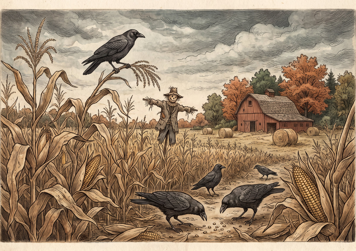 Crows in the Autumn Cornfield jigsaw puzzle