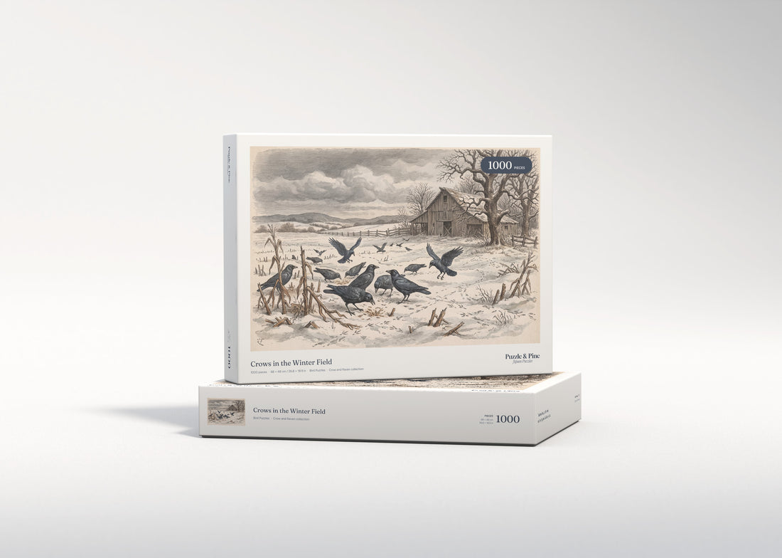 Crows in the Winter Field jigsaw puzzle - gift box