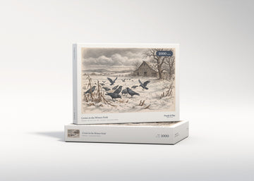 Crows in the Winter Field jigsaw puzzle - gift box