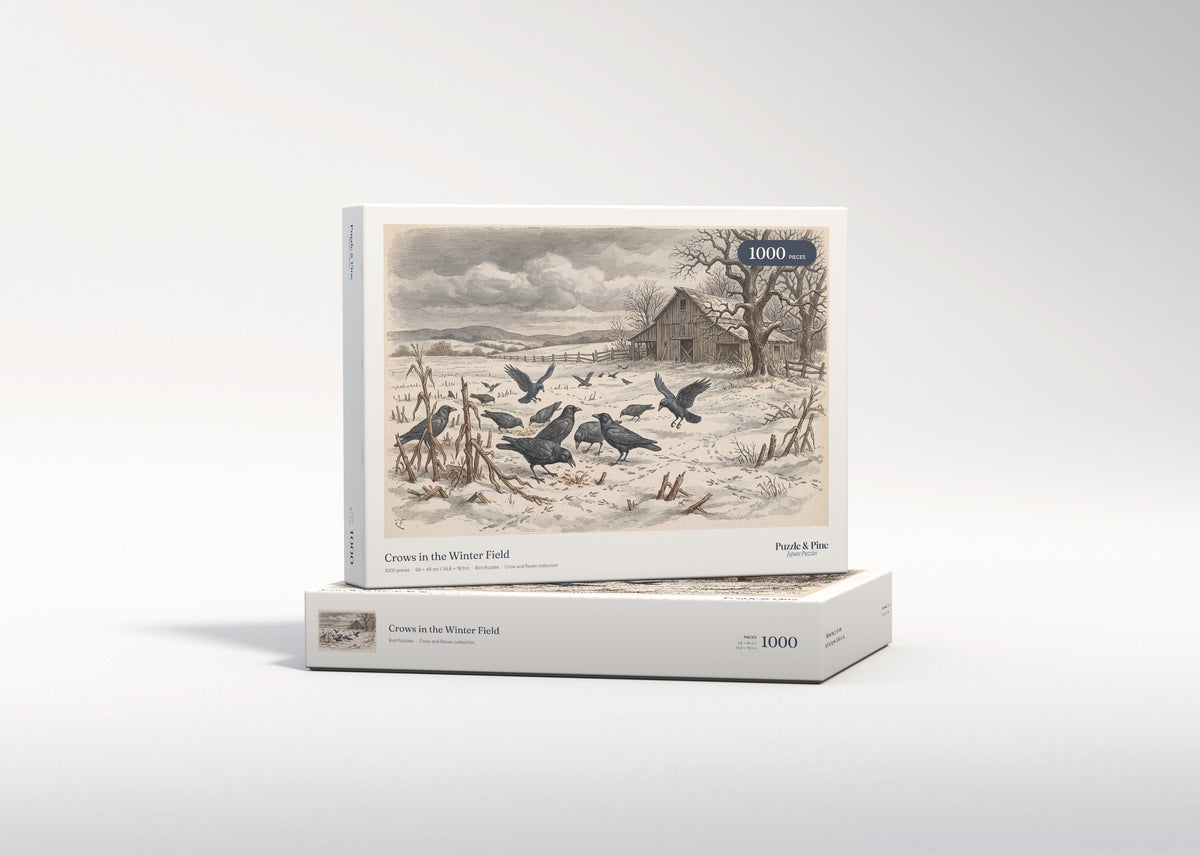 Crows in the Winter Field jigsaw puzzle - gift box
