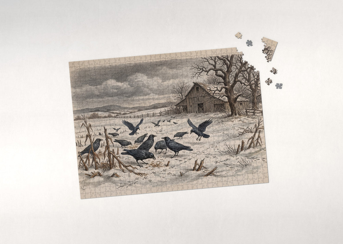 Crows in the Winter Field jigsaw puzzle - puzzle with loose pieces