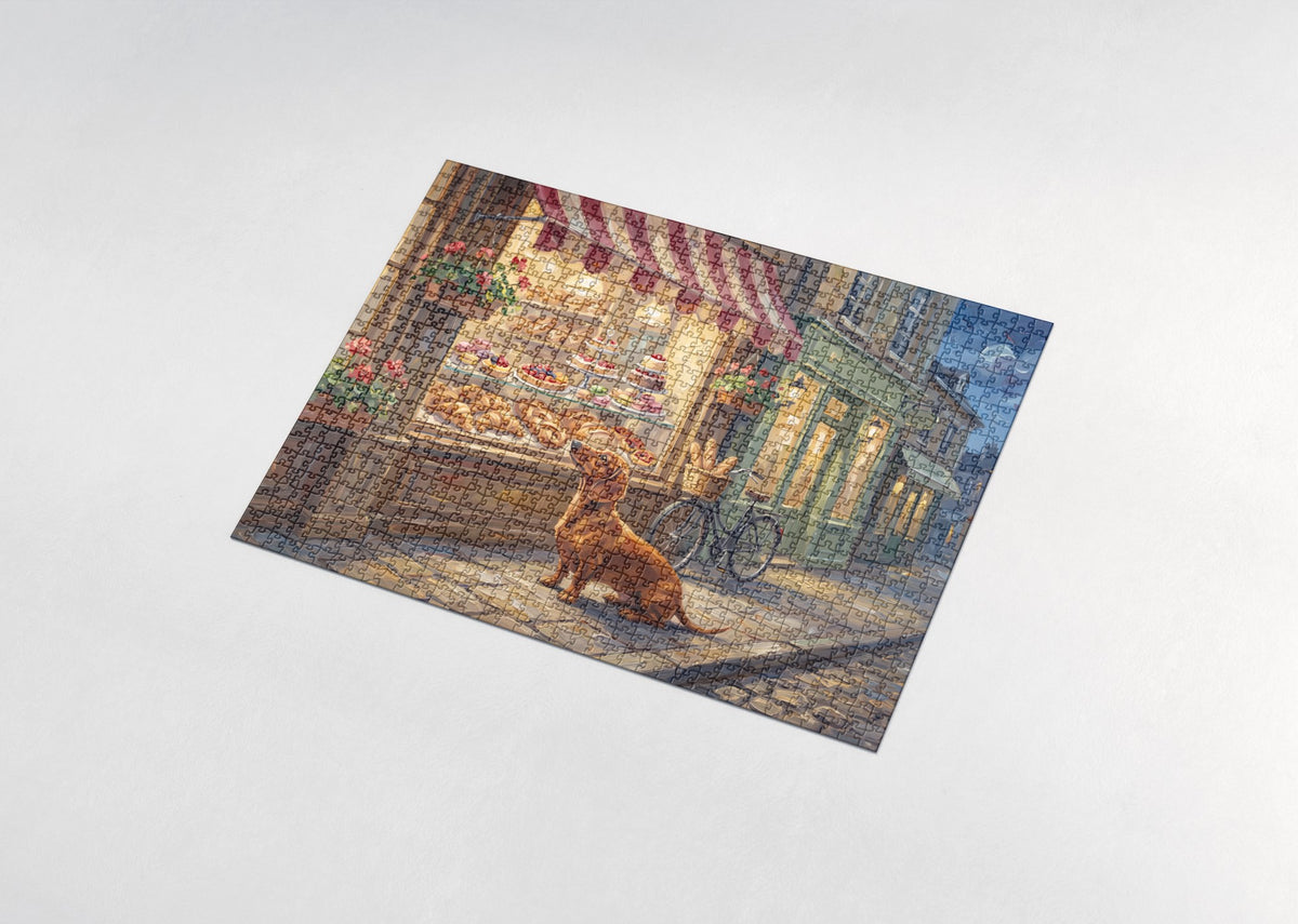 Dachshund at the Bakery Window jigsaw puzzle - assembled puzzle