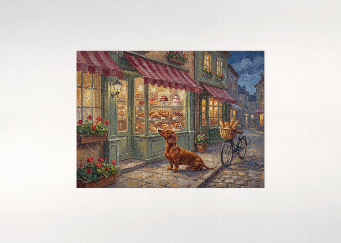 Dachshund in the Golden Vineyard jigsaw puzzle - gift box