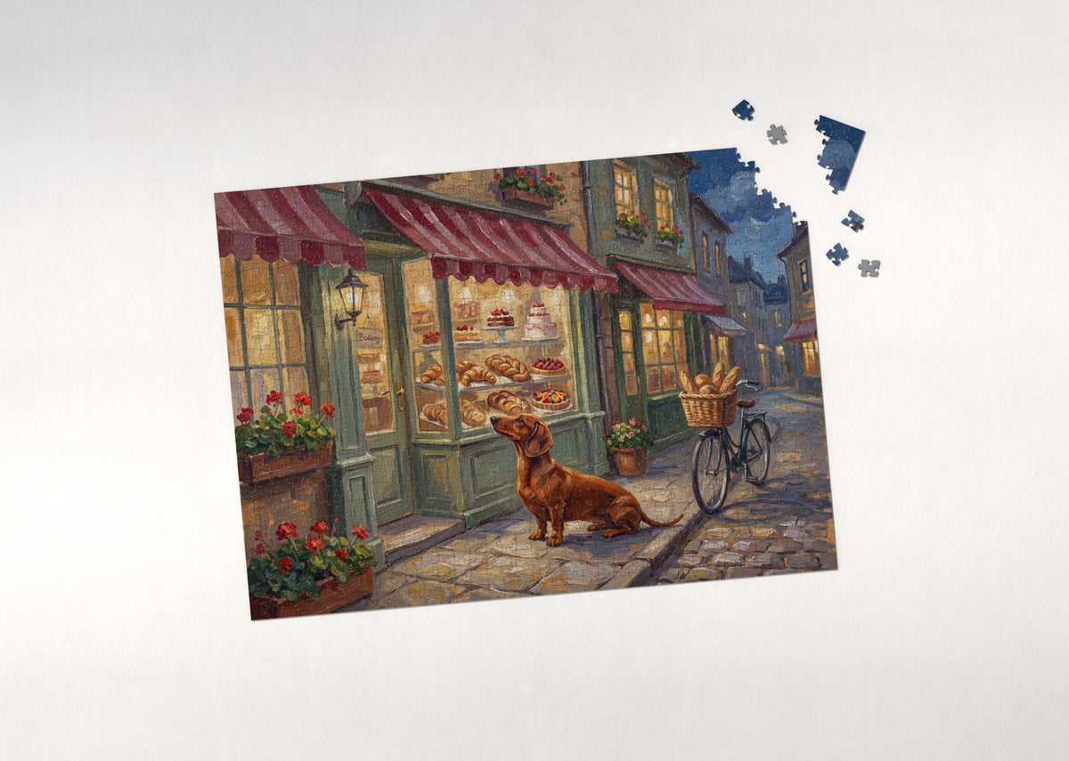 Dachshund in the Golden Vineyard jigsaw puzzle - puzzle with loose pieces