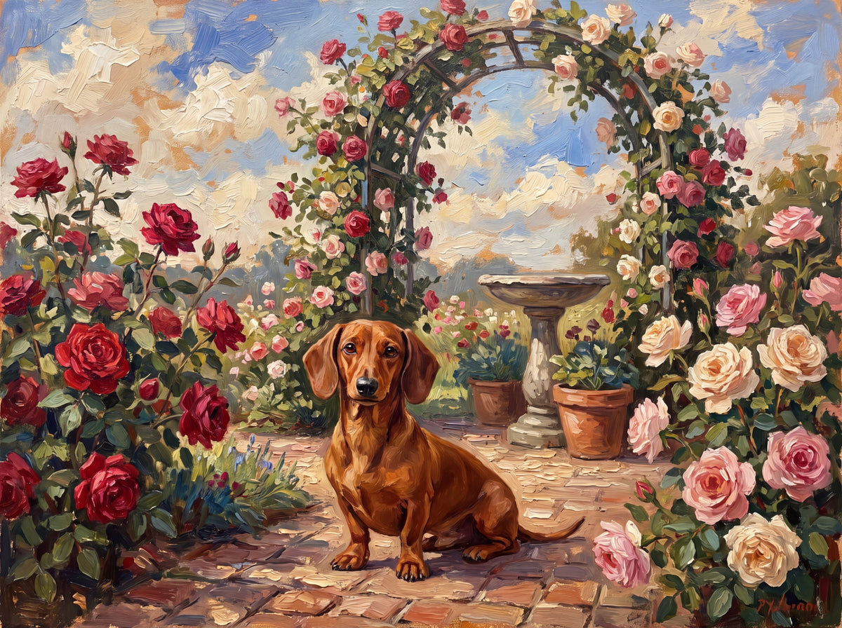 Dachshund in the Rose Garden jigsaw puzzle