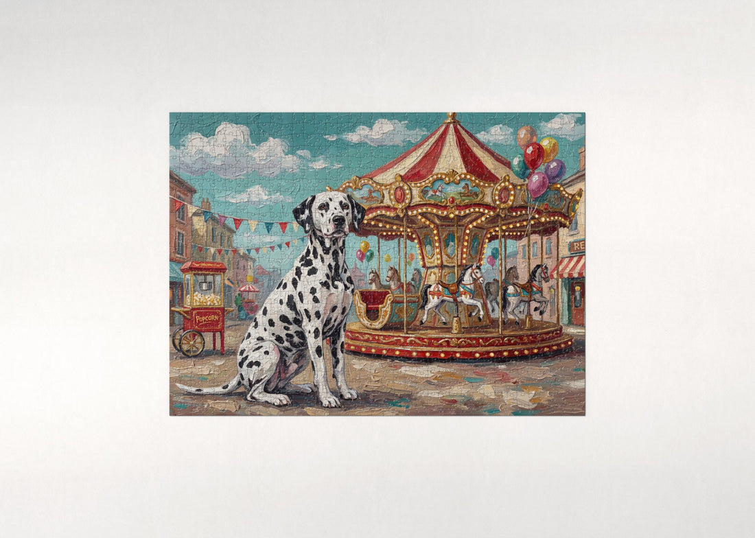 Dalmatian at the Carousel Square jigsaw puzzle - gift box