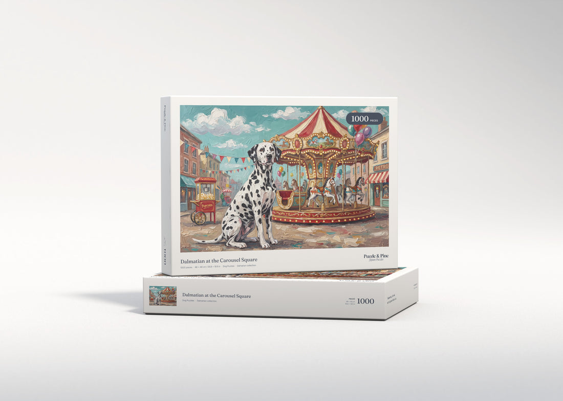 Dalmatian at the Carousel Square jigsaw puzzle - gift box