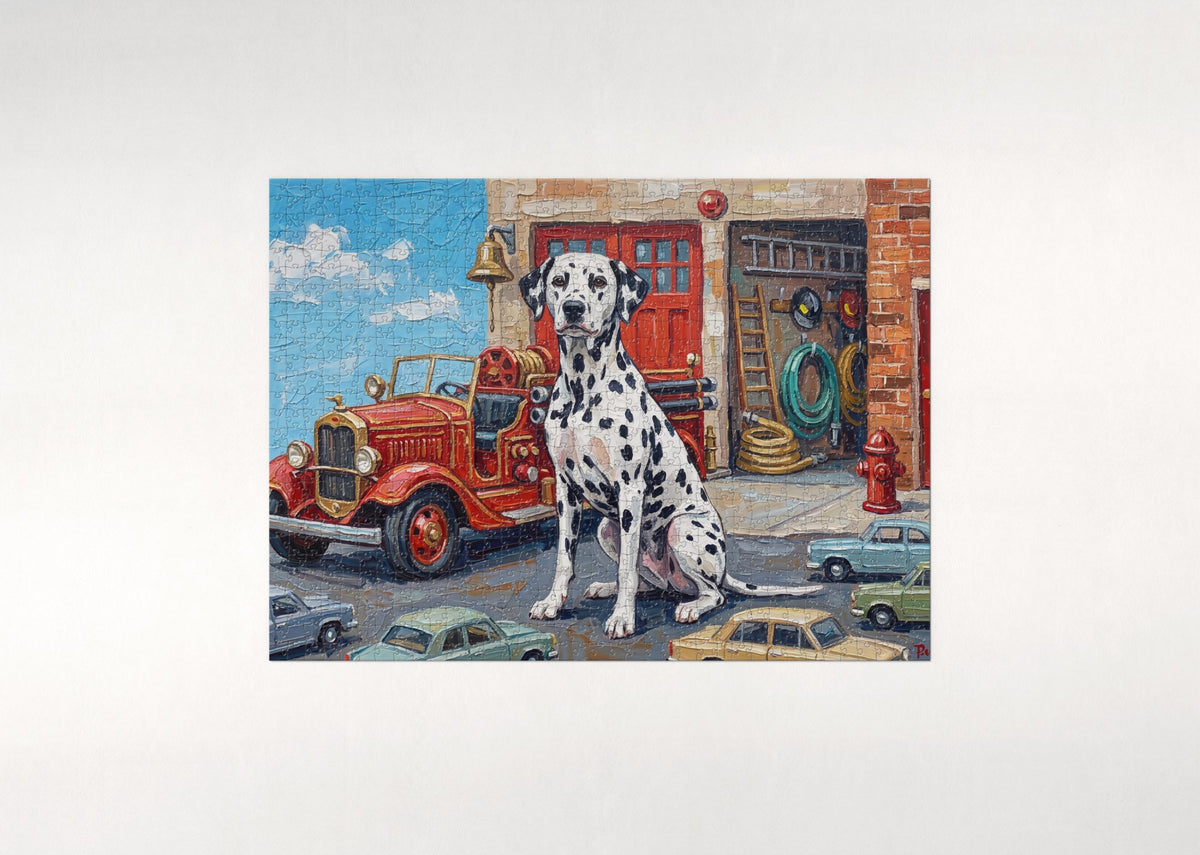 Dalmatian at the Vintage Firehouse jigsaw puzzle - flat puzzle