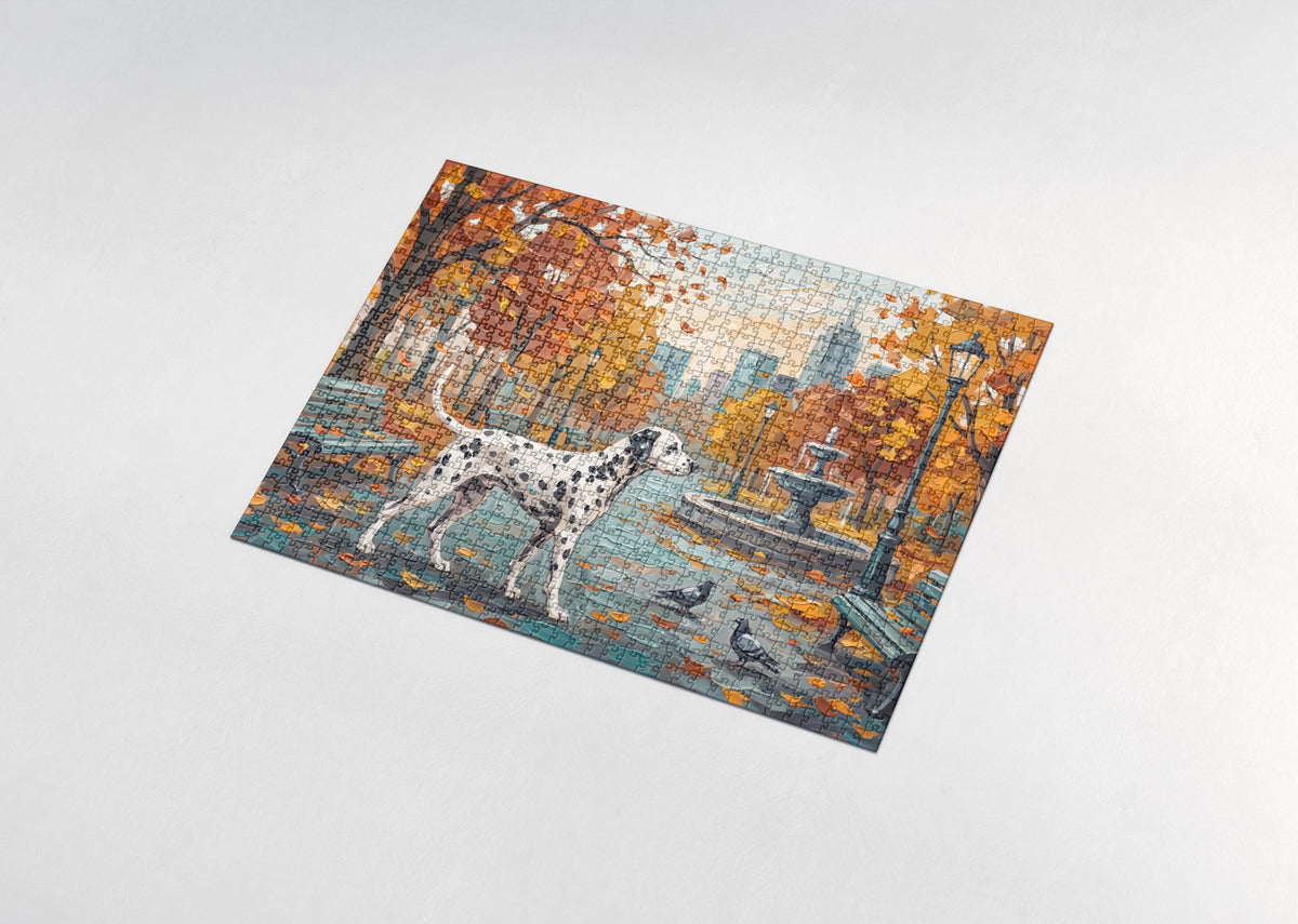 Dalmatian in the Autumn City Park jigsaw puzzle - assembled puzzle