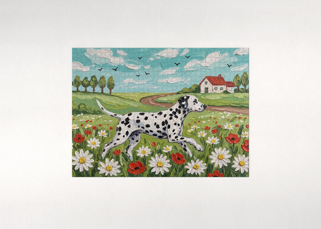 Dalmatian in the Daisy Field jigsaw puzzle - gift box