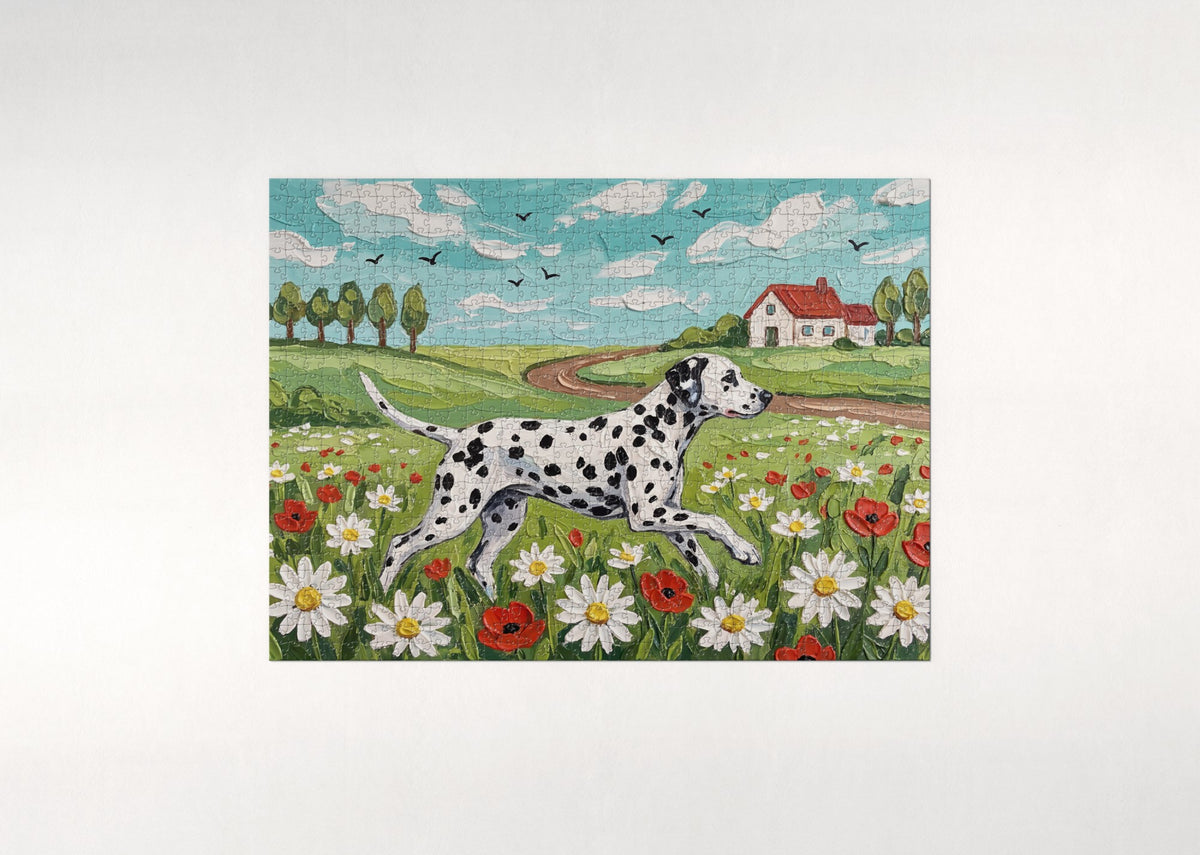Dalmatian in the Daisy Field jigsaw puzzle - flat puzzle