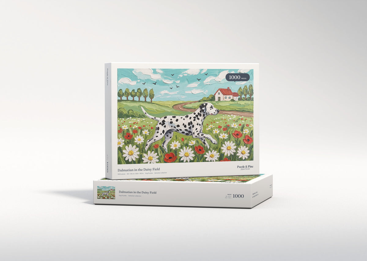 Dalmatian in the Daisy Field jigsaw puzzle - gift box