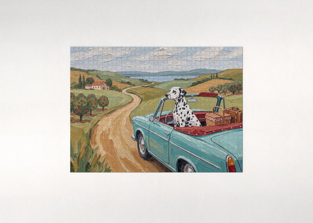 Dalmatian on the Countryside Road Trip jigsaw puzzle - gift box
