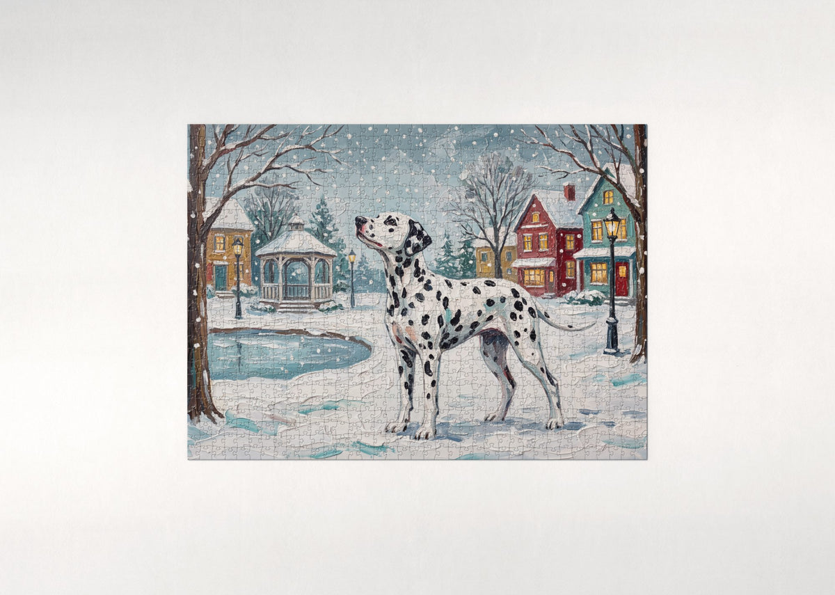 Dalmatian Snow Day Spots jigsaw puzzle - flat puzzle