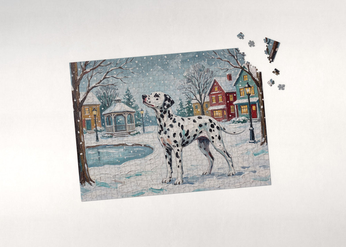 Dalmatian Snow Day Spots jigsaw puzzle - puzzle with loose pieces