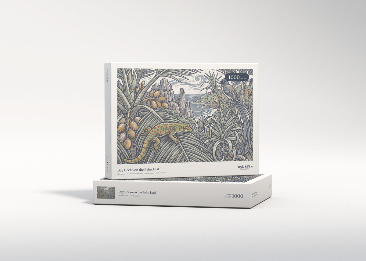Day Gecko on the Palm Leaf jigsaw puzzle - gift box